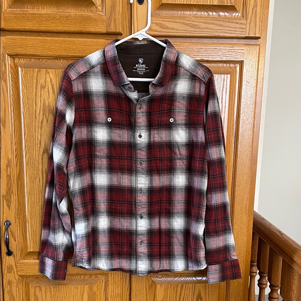 Kuhl Red And White Plaid Shirt